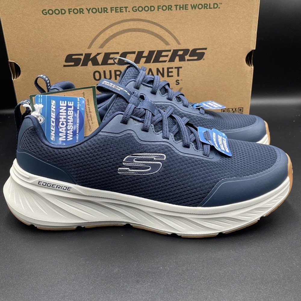 Skechers Edgeride Rekze Sneakers Navy/White Extra Wide Slip On Shoe Mens Sz 13 - Picture 5 of 8